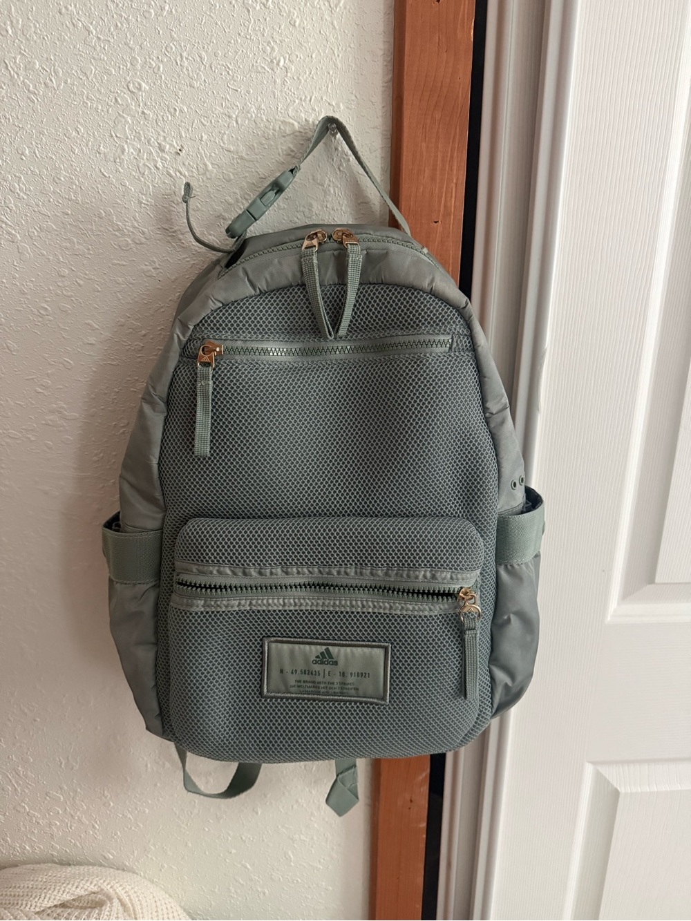 adidas Light Green Mesh Front Backpack with Gold Zippers - Picture 1 of 3